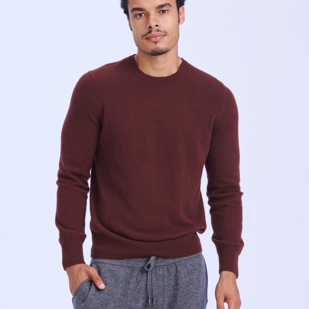 NAADAM (L) Warm Chocolate Brown Cashmere Knit Crewneck Sweater- Quiet Luxury